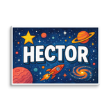 Hector Name Art - Space Explorers personalized wall print for kids