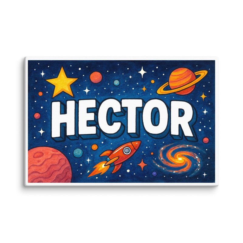 Hector Name Art - Space Explorers personalized wall print for kids