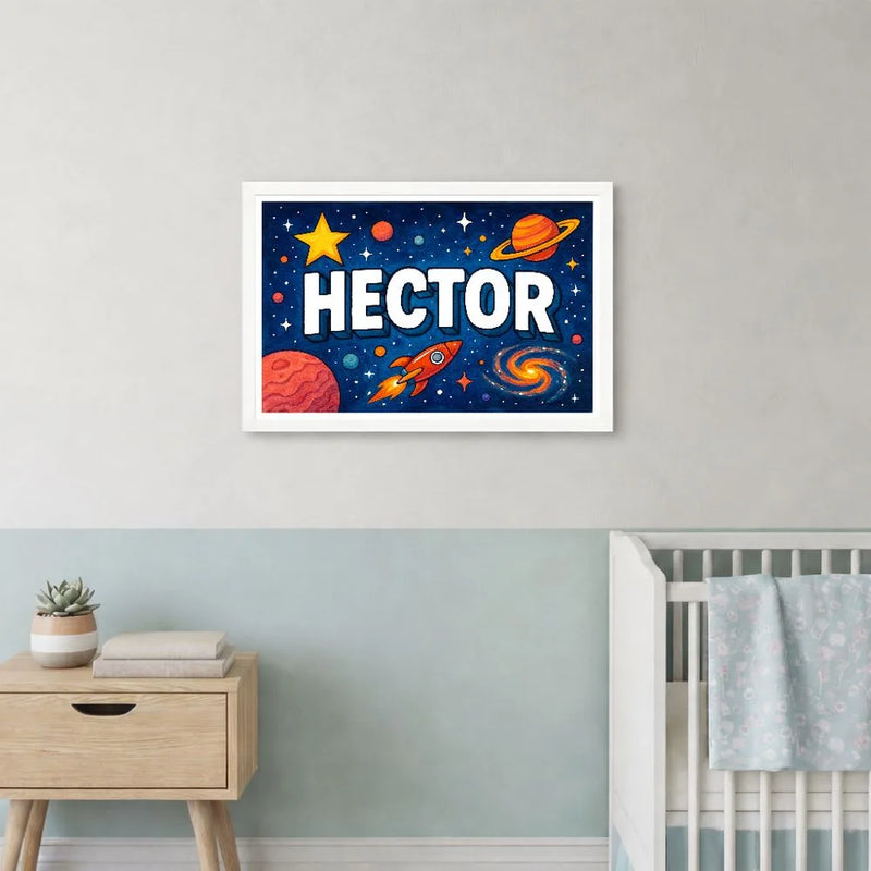 Hector Name Art - Space Explorers personalized wall print for kids