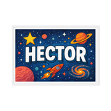 Hector Name Art - Space Explorers personalized wall print for kids