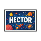 Hector Name Art - Space Explorers personalized wall print for kids