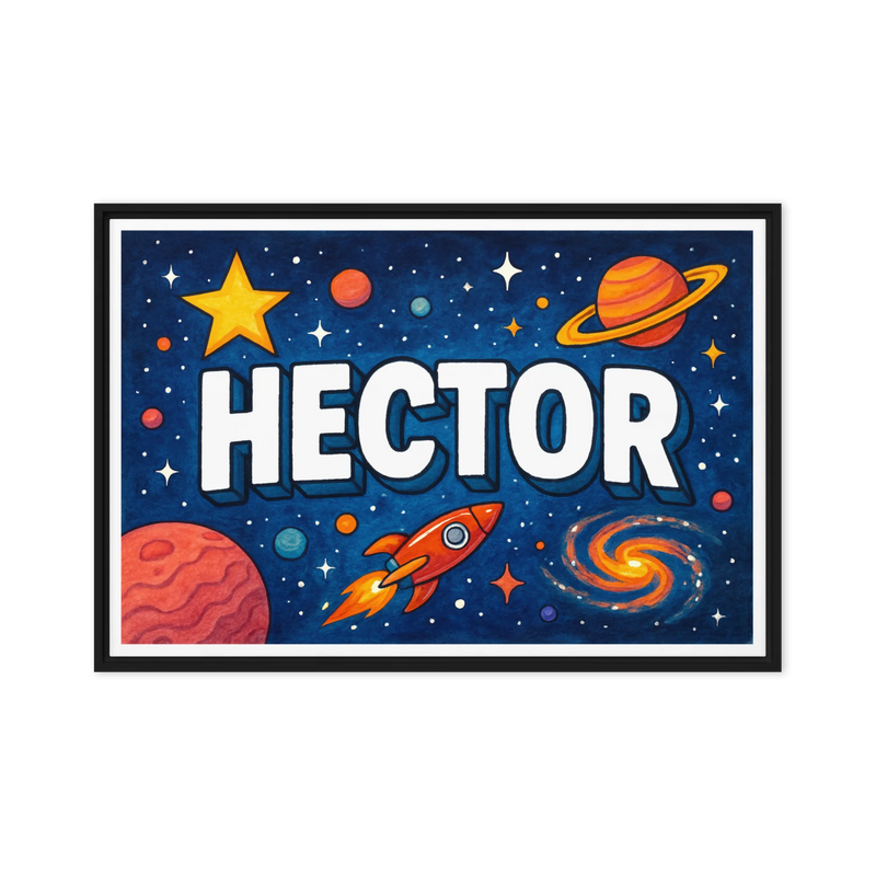 Hector Name Art - Space Explorers personalized wall print for kids