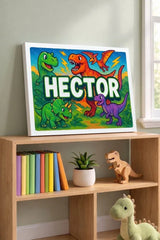 Hector Name Art - Dinosaur Adventure personalized wall print for kids