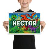 Hector Name Art - Dinosaur Adventure personalized wall print for kids