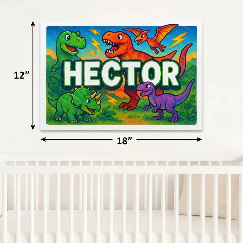 Hector Name Art - Dinosaur Adventure personalized wall print for kids