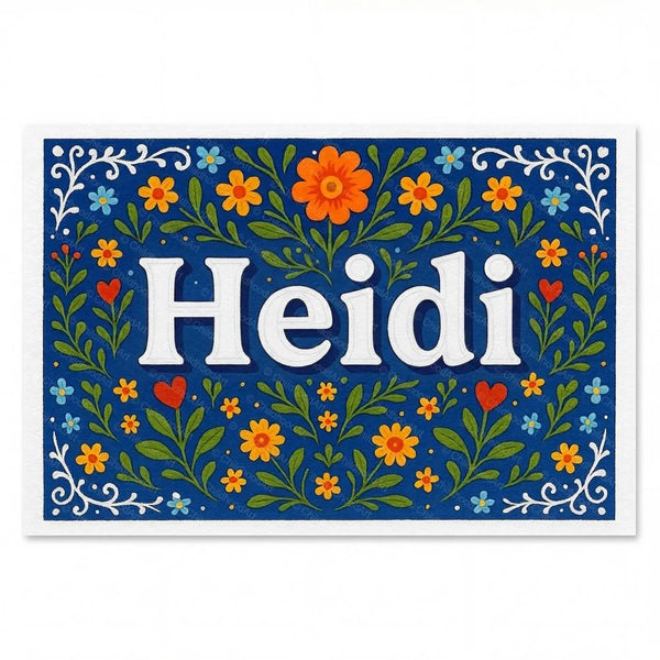 Personalized Heidi name art print in the Floral farmhouse style