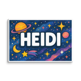 Heidi Name Art - Space Explorers personalized wall print for kids