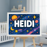Heidi Name Art - Space Explorers personalized wall print for kids