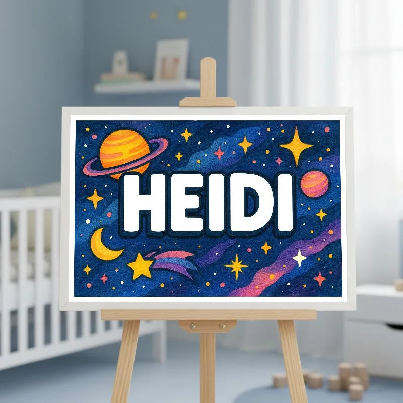Heidi Name Art - Space Explorers personalized wall print for kids