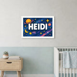 Heidi Name Art - Space Explorers personalized wall print for kids