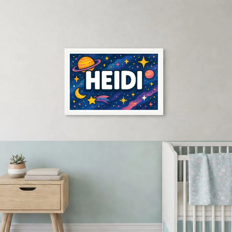 Heidi Name Art - Space Explorers personalized wall print for kids