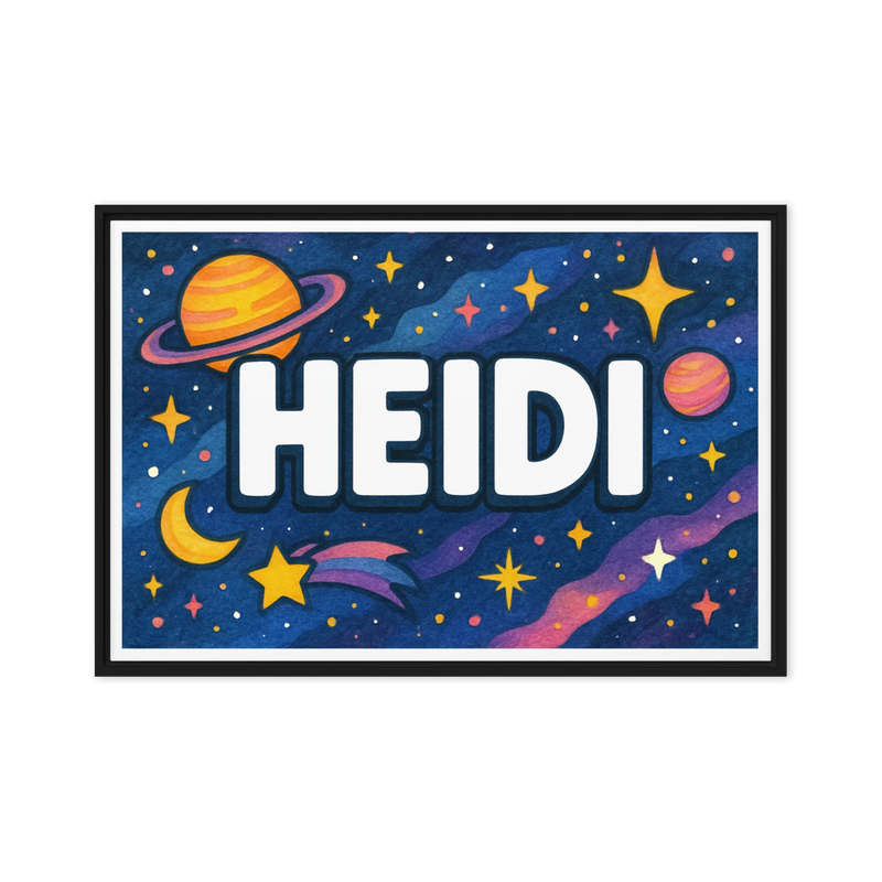 Heidi Name Art - Space Explorers personalized wall print for kids