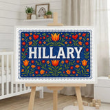 Hillary Name Art - Floral Farmhouse personalized wall print for kids
