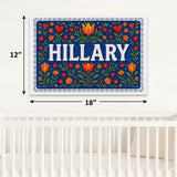 Hillary Name Art - Floral Farmhouse personalized wall print for kids