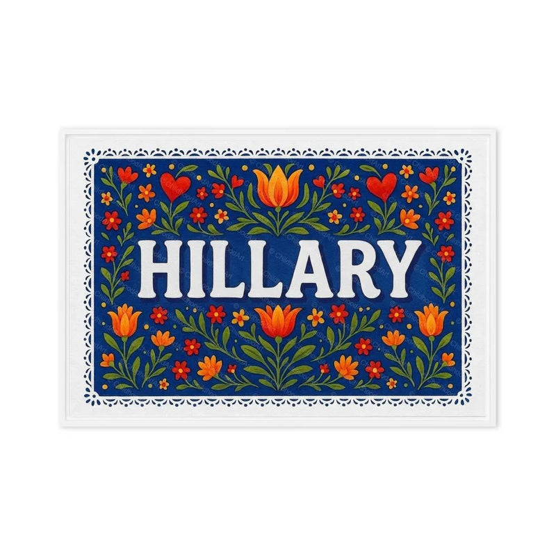 Hillary Name Art - Floral Farmhouse personalized wall print for kids