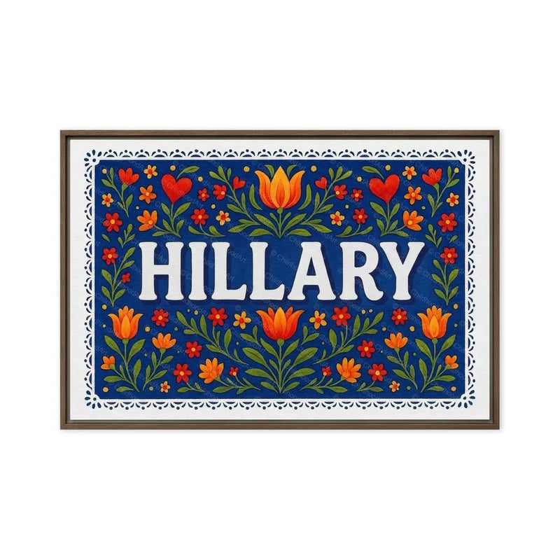 Hillary Name Art - Floral Farmhouse personalized wall print for kids