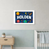 Holden Name Art - Space Explorers personalized wall print for kids