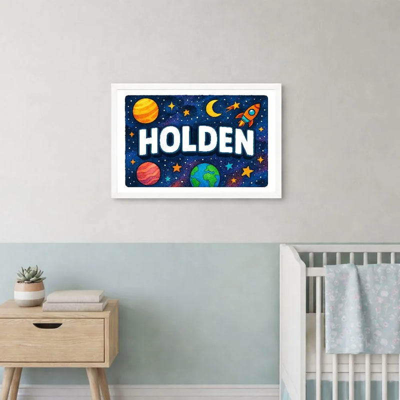 Holden Name Art - Space Explorers personalized wall print for kids