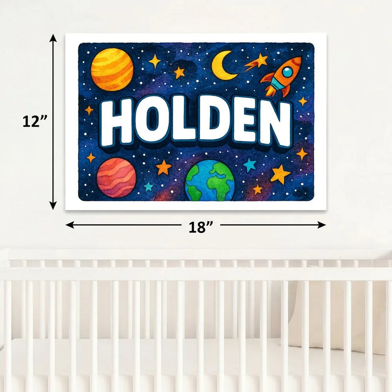 Holden Name Art - Space Explorers personalized wall print for kids