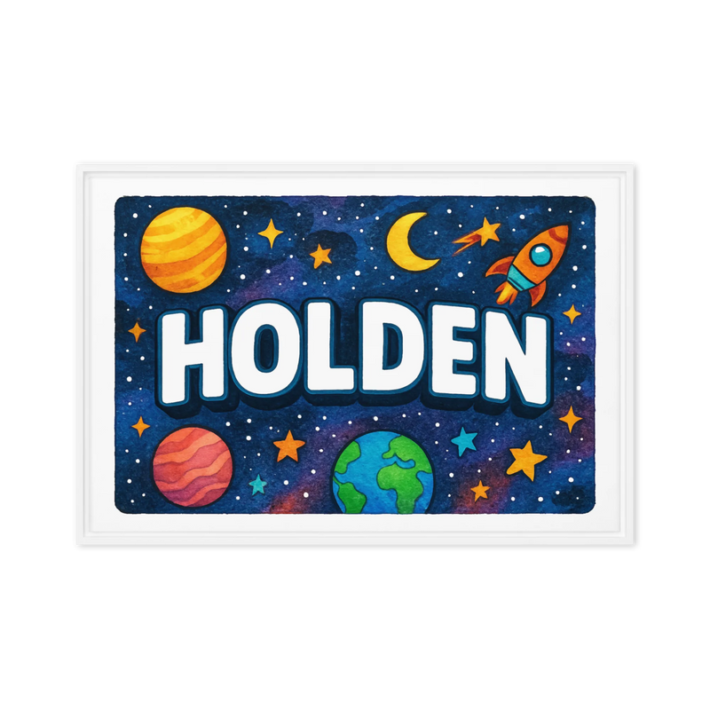 Holden Name Art - Space Explorers personalized wall print for kids