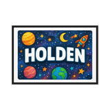 Holden Name Art - Space Explorers personalized wall print for kids
