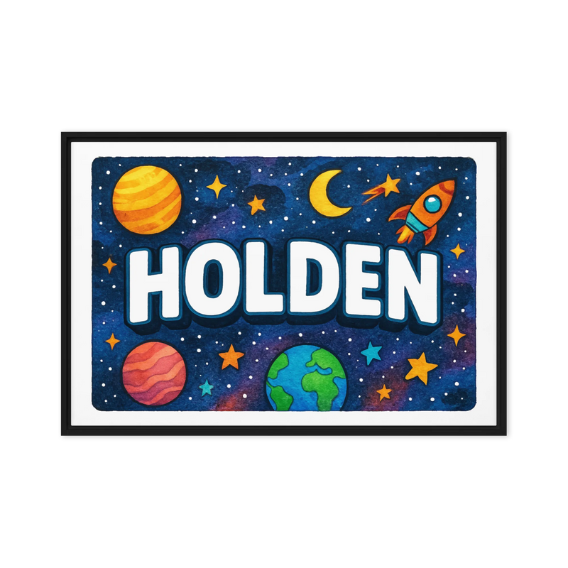Holden Name Art - Space Explorers personalized wall print for kids