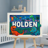 Holden Name Art - Dinosaur Adventure personalized wall print for kids