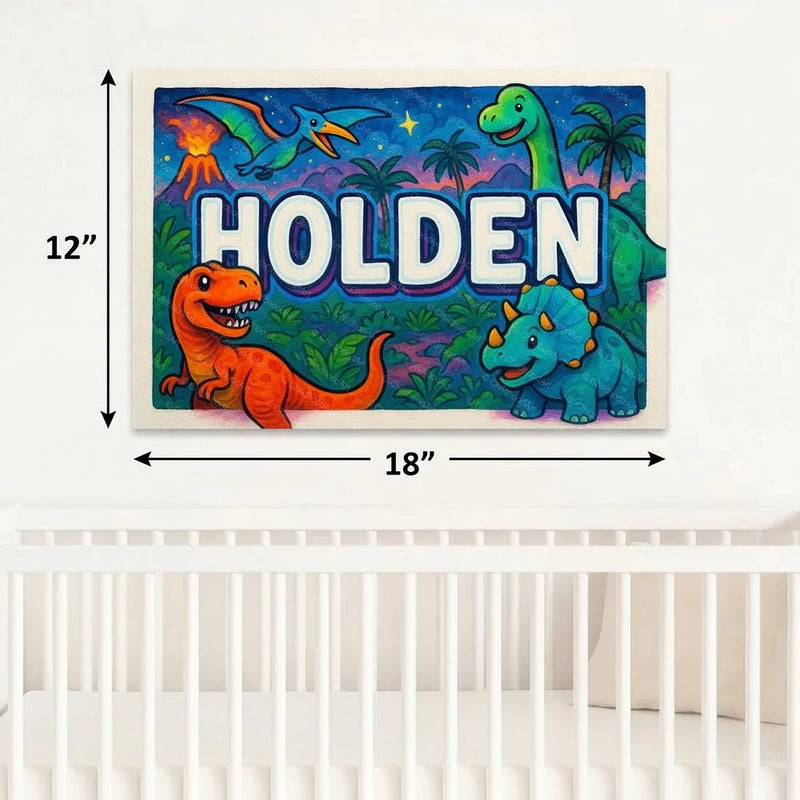 Holden Name Art - Dinosaur Adventure personalized wall print for kids
