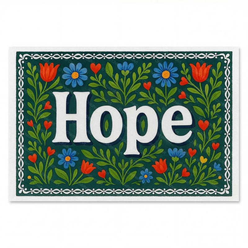 Hope Name Art - Floral Farmhouse personalized wall print for kids