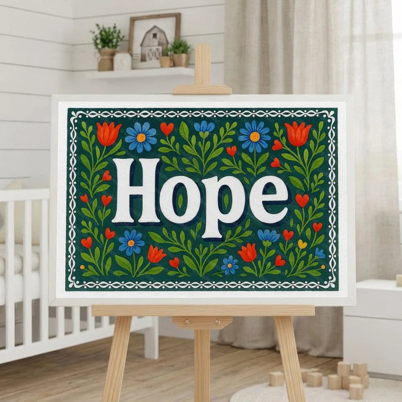 Hope Name Art - Floral Farmhouse personalized wall print for kids