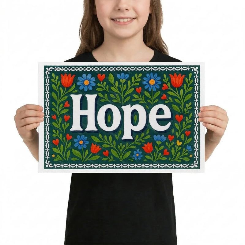 Hope Name Art - Floral Farmhouse personalized wall print for kids