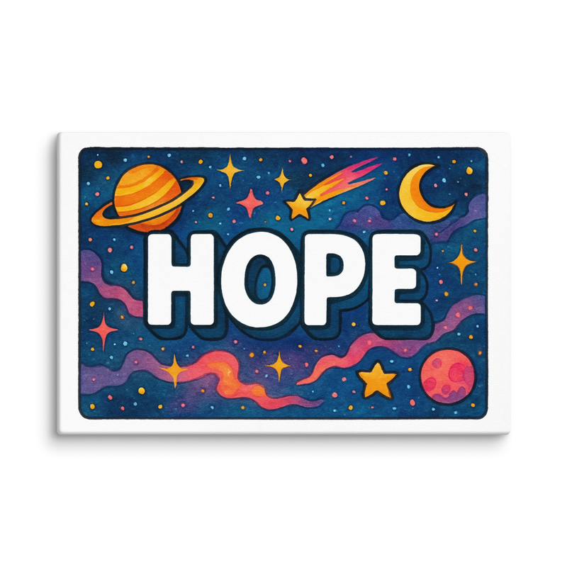 Hope Name Art - Space Explorers personalized wall print for kids
