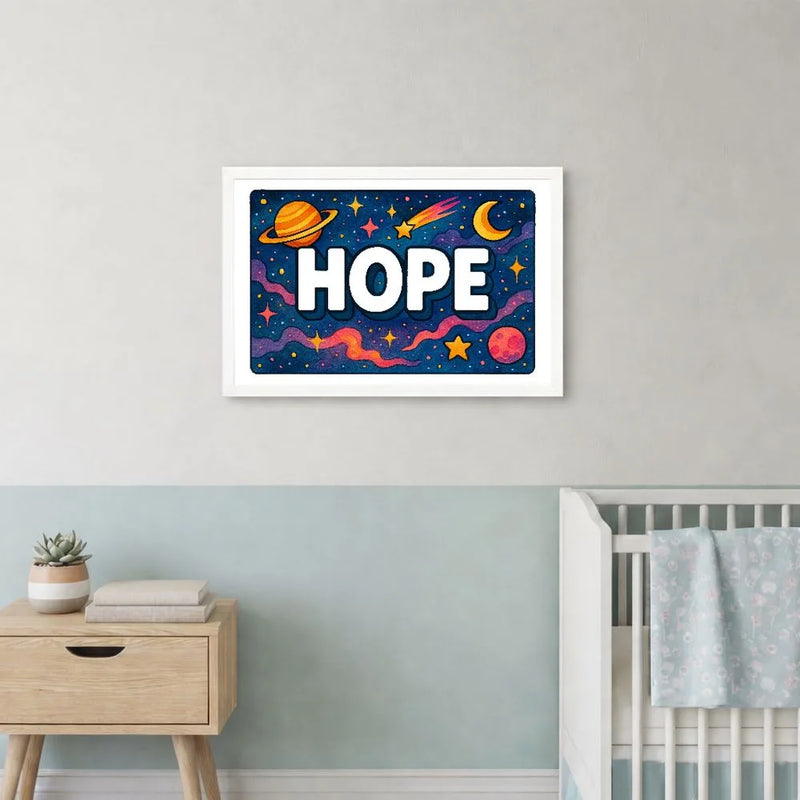 Hope Name Art - Space Explorers personalized wall print for kids