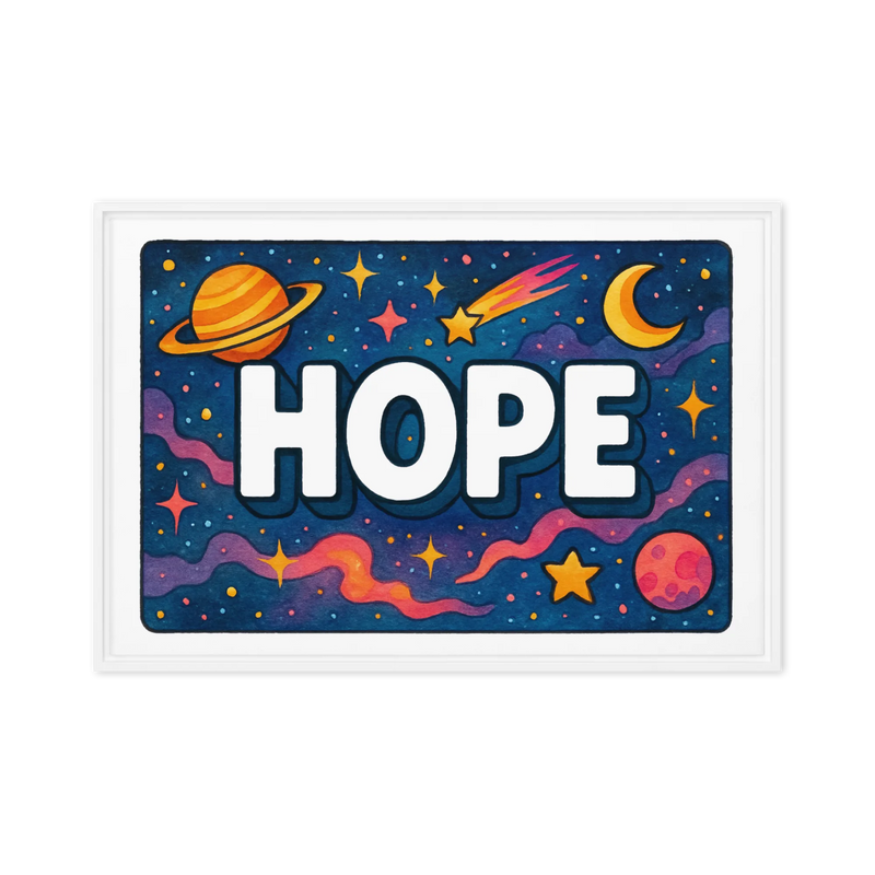 Hope Name Art - Space Explorers personalized wall print for kids