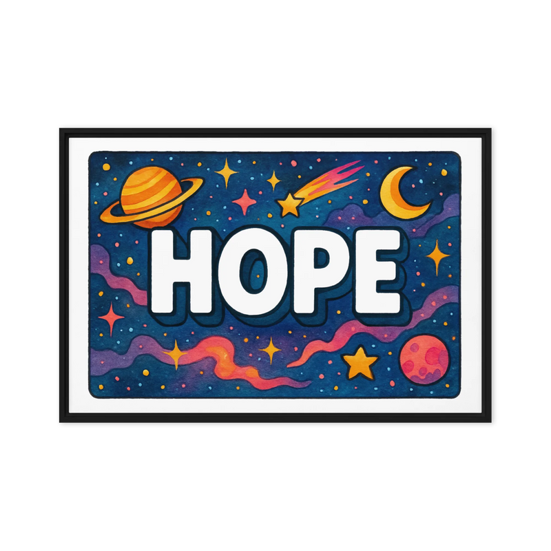 Hope Name Art - Space Explorers personalized wall print for kids