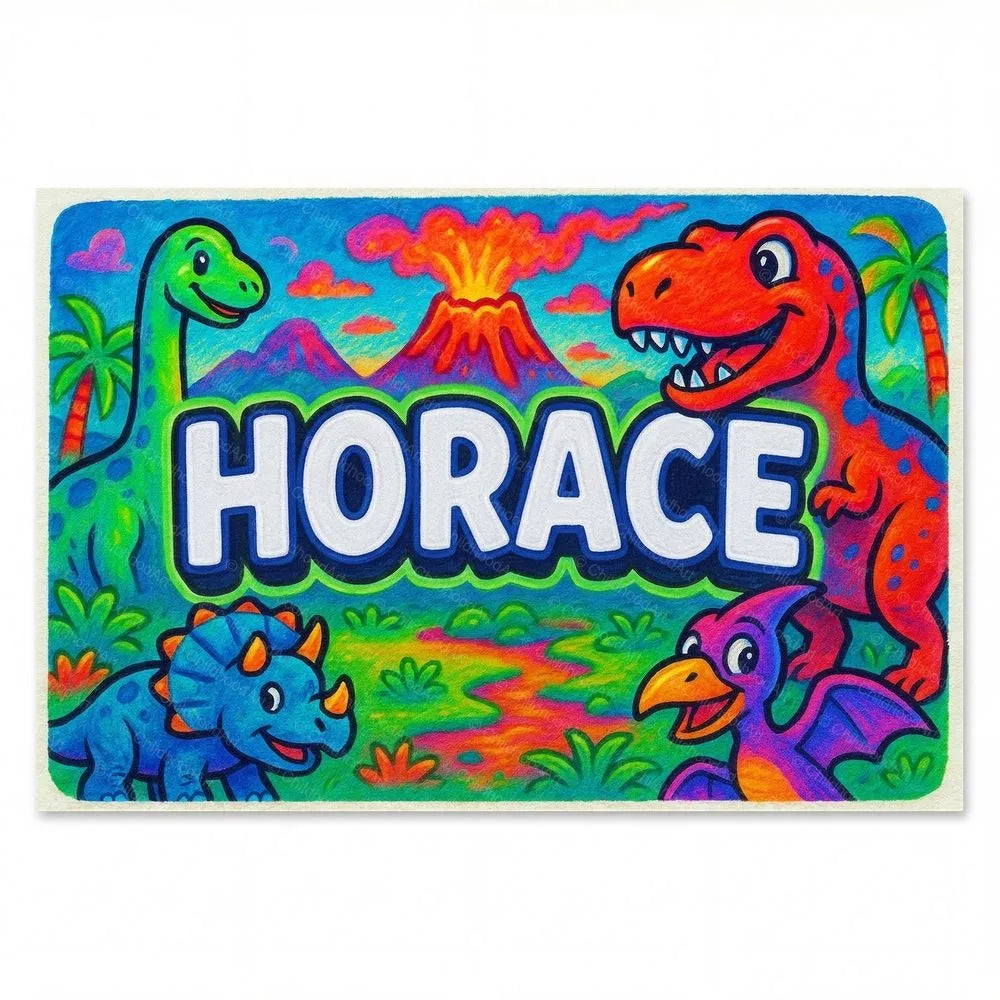 Horace Name Art - Dinosaur Adventure Personalized Wall Art