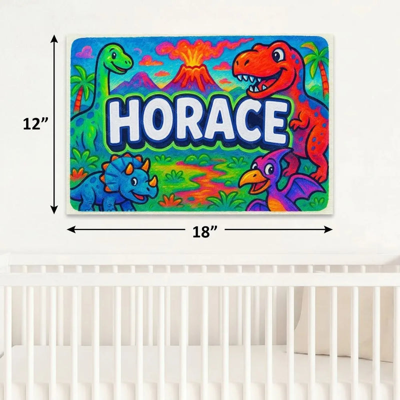 Horace Name Art - Dinosaur Adventure personalized wall print for kids