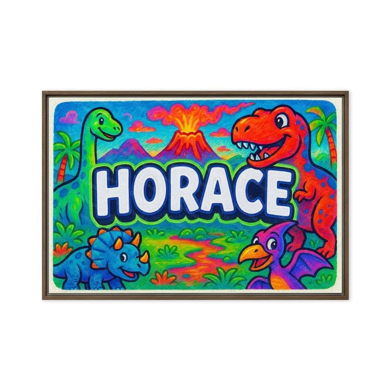 Horace Name Art - Dinosaur Adventure personalized wall print for kids