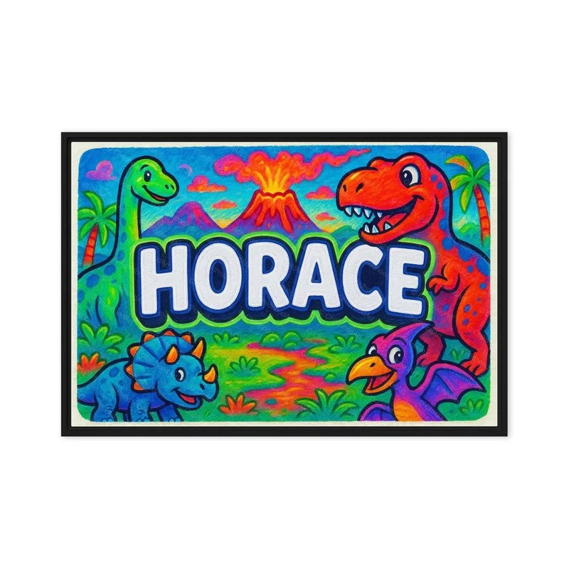 Horace Name Art - Dinosaur Adventure personalized wall print for kids