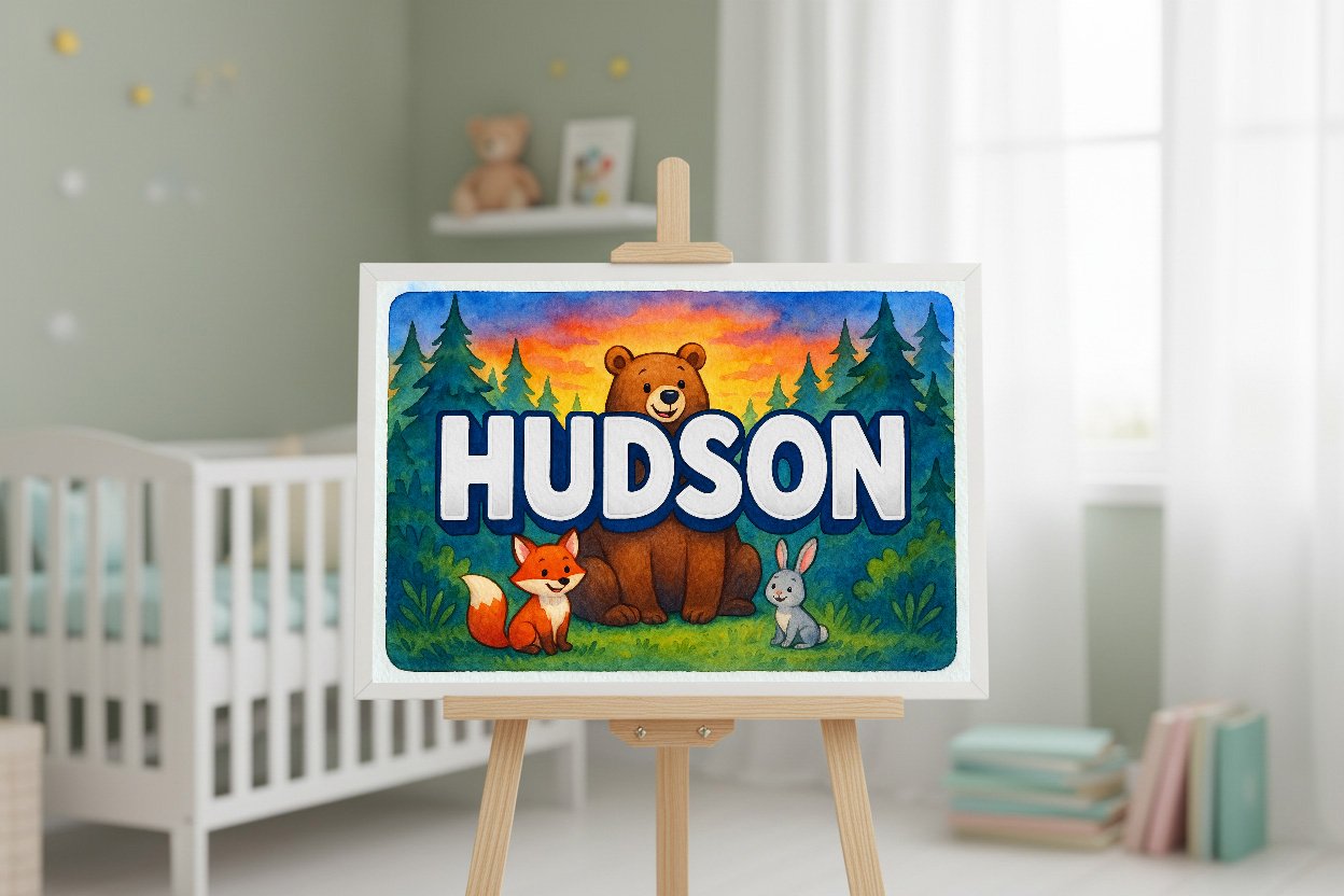 Personalized name art for Hudson