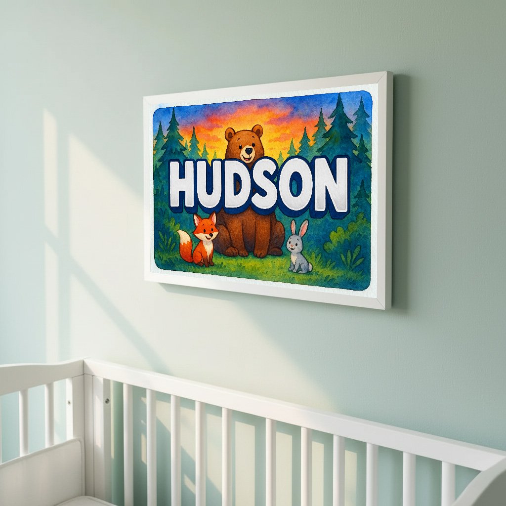 Personalized name art for Hudson