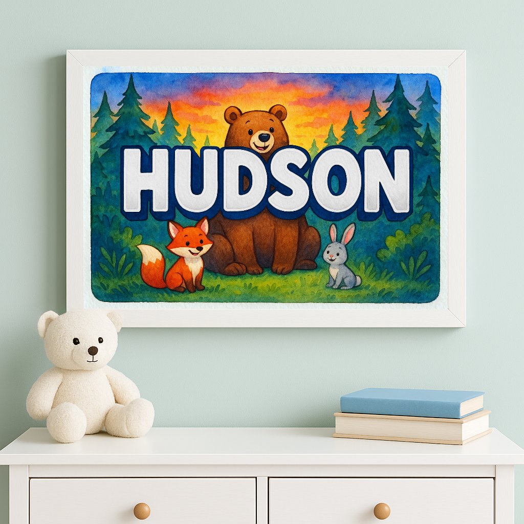 Personalized name art for Hudson
