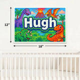 Hugh Name Art - Dinosaur Adventure personalized wall print for kids