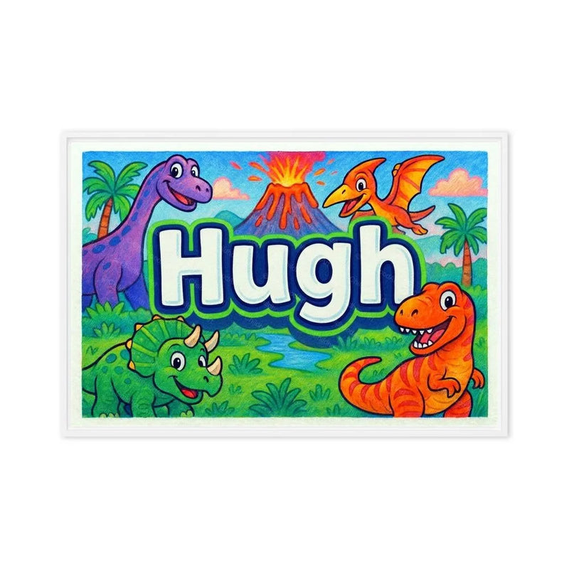 Hugh Name Art - Dinosaur Adventure personalized wall print for kids
