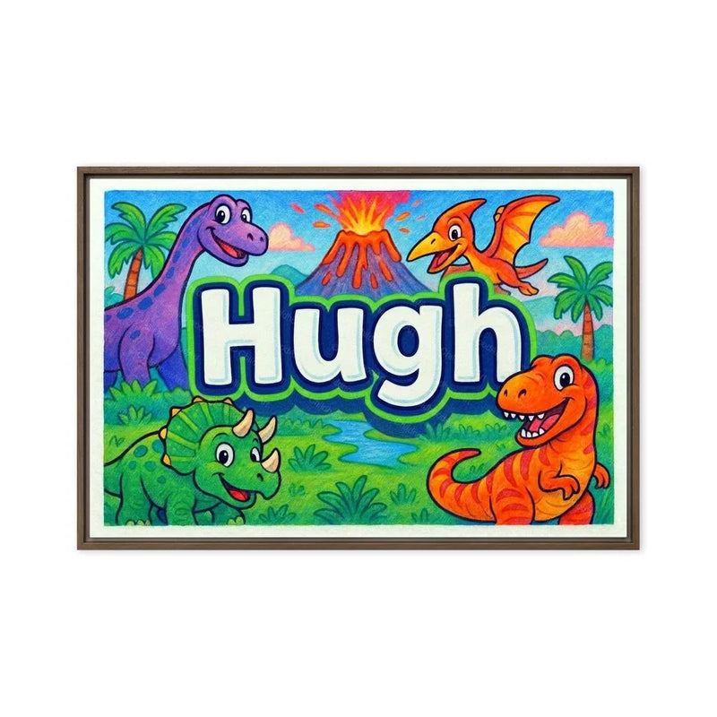 Hugh Name Art - Dinosaur Adventure personalized wall print for kids