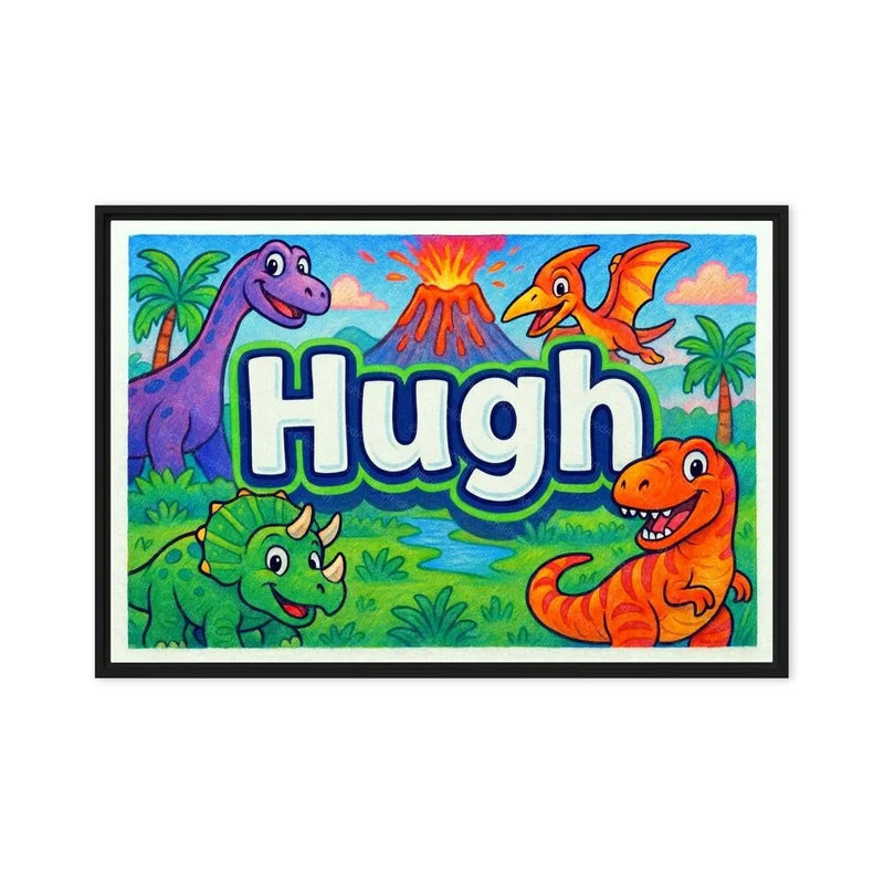 Hugh Name Art - Dinosaur Adventure personalized wall print for kids