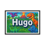 Hugo Name Art - Dinosaur Adventure personalized wall print for kids