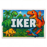 Iker Name Art - Dinosaur Adventure personalized wall print for kids