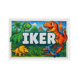 Iker Name Art - Dinosaur Adventure personalized wall print for kids
