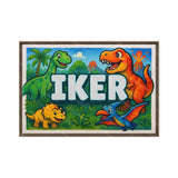Iker Name Art - Dinosaur Adventure personalized wall print for kids